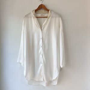 Victoria’s Secret Gold Label Sleep Shirt Cream Satin Lace Collar Vintage Gown